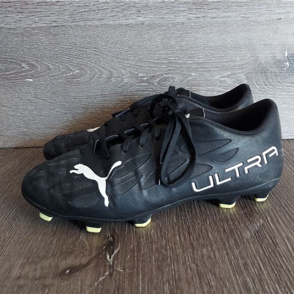PUMA Ultra 4.4 FG/AG Eclipse - Black/White/Fizzy Yellow - Soccer Cleats Size 8 - Picture 4 of 8